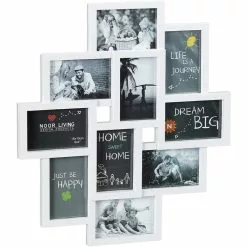 Relaxdays Bilderrahmen Collage Für 10 Fotos, 10 X 15 Cm, Kunststoffrahmen, Weiß