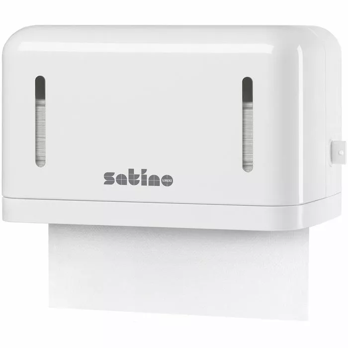 Satino Handtuchspender Mini, Kunststoff, Für 250 Falthandtücher, Weiß 1 Satino Handtuchspender Mini, Kunststoff, Für 250 Falthandtücher, Weiß