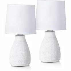 Schreibtischlampe BRUBAKER Weiß, Steingut-Standfuß, 2 Stück