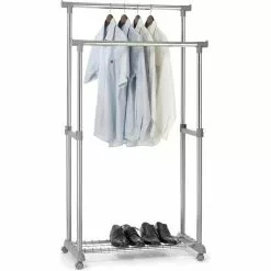 Idimex Garderobenständer Grosso, 1845, Mit Rollen, Ausziehbar, Metall, Silber