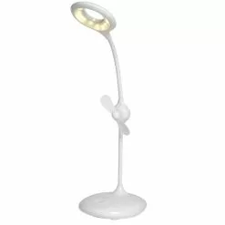 Böttcher-AG Schreibtischlampe LED, Dimmbar, Standfuß, USB, Mit Akku, Ventilator