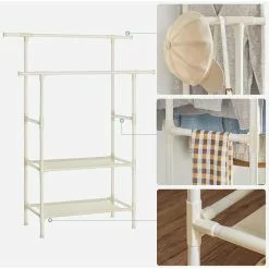 Songmics Garderobenständer RDR02WT, Bis 70 Kg, Mit 2 Kleiderstangen Und 2 Ablagen, Metall, Weiß -Tischlampen Verkäufe c0217c946d966a1b2c0d475912763fd05b42ccd1 garderobenstaender songmics rdr02wt bis 70 kg
