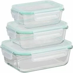 Böttcher-AG Vorratsdose Glas, 1 / 1,5 / 2,3 Liter, Eckig, Set, 3-teilig