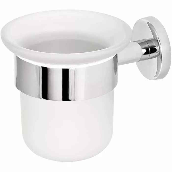 Bremermann WC-Bürste WC-Garnitur Lucente, Weiß, Bürstenhalter Aus Glas, Zur Wandmontage 3 Bremermann WC-Bürste WC-Garnitur Lucente, Weiß, Bürstenhalter Aus Glas, Zur Wandmontage – Bild 3