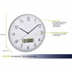 TFA Wanduhr 60.3048.02 Quarzuhr Digital, Ø 30 Cm, Lautlos, Thermo-Hygrometer, Weiß -Tischlampen Verkäufe ccf70d968d6ec49c8ef7cfcc0e1c26314cc5a083 wanduhr tfa 60.3048.02 quarzuhr digital