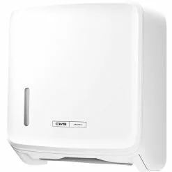 CWS Handtuchspender PureLine Paper 1700396, Kunststoff Mit Panel & Druckknopf 300 Tücher Weiß