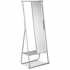 Relaxdays Garderobenständer 10022580, Mit Ablage & Spiegel, Metall, Silber