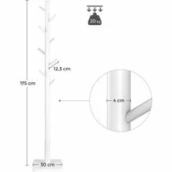Vasagle Garderobenständer RCR010W02, Mit 8 Haken, Holz, Weiß -Tischlampen Verkäufe d5eebdbd75a3e2cb3891d6a50b36fcbe47fbfe92 garderobenstaender vasagle rcr010w02