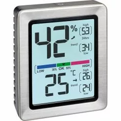 TFA Thermo-Hygrometer 30.5047.54 Exacto Digital, Für Innen, Edelstahlrahmen