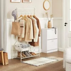 Songmics Garderobenständer HSR07W, Mit Schuhablage, Metall, Weiß -Tischlampen Verkäufe e01591a894ffd72c2edee03481d412227b895f64 garderobenstaender songmics hsr07w