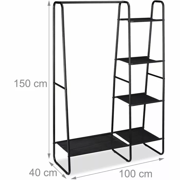Relaxdays Garderobenständer 10028912, Mit 5 Ablagen, Metall, Schwarz 8 Relaxdays Garderobenständer 10028912, Mit 5 Ablagen, Metall, Schwarz – Bild 8