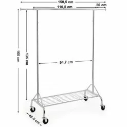Songmics Garderobenständer HSR02S, Bis 50 Kg, Mit Rollen, Ausziehbar, Metall, Silber -Tischlampen Verkäufe e59d53c6718cfa4db7bbaec3aad9ff617e5a7c74 garderobenstaender songmics hsr02s bis 50 kg