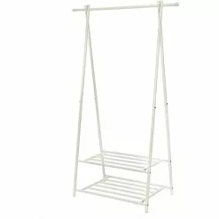 Songmics Garderobenständer HSR05W, Mit Schuhablage, Metall, Weiß