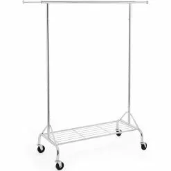 Songmics Garderobenständer HSR02S, Bis 50 Kg, Mit Rollen, Ausziehbar, Metall, Silber