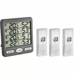 TFA Thermo-Hygrometer 30.3054.10 Funk, Für Innen Und Außen, Inkl. 3 Sensoren