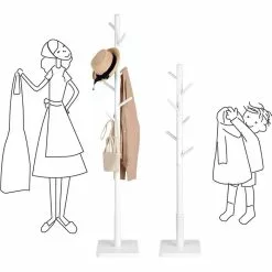 Vasagle Garderobenständer RCR010W02, Mit 8 Haken, Holz, Weiß -Tischlampen Verkäufe f08f8ae9b2d7978b682903ad0bc04fb98ade58b4 garderobenstaender vasagle rcr010w02