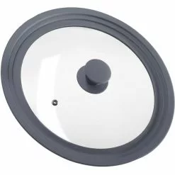 Relaxdays Glasdeckel 10027989, Grau, 26/28/30cm, Mit Auslassventil Und Silikonring