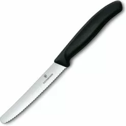 Victorinox Gemüsemesser Swiss Classic 6.7833, Tomatenmesser, Schwarz, Klinge 11cm Wellenschliff
