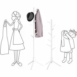 Vasagle Garderobenständer RCR04WT, Mit 8 Haken, Holz, Weiß -Tischlampen Verkäufe f974e67d2596f0ae0beea84e1096c3bbc10ad89a garderobenstaender vasagle rcr04wt