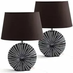 Schreibtischlampe BRUBAKER Braun, Keramik-Standfuß, 2 Stück