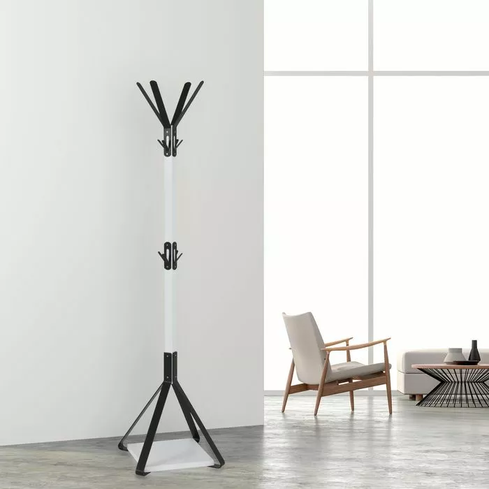 Haku-Möbel Garderobenständer 13363, Mit 12 Haken, Metall, Weiß / Schwarz 2 Haku-Möbel Garderobenständer 13363, Mit 12 Haken, Metall, Weiß / Schwarz – Bild 2