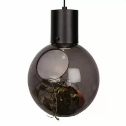 Globen Lighting Mini Hole Pendant/Table Lamp, Smoke/Matte Black