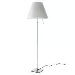 Luceplan Costanza Floor Lamp, Aluminum/White