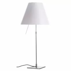 Luceplan Costanza Table Lamp, Aluminum/White