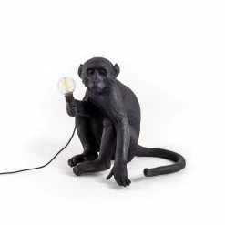 Seletti Monkey Lamp Outdoor Sitzend, Schwarz