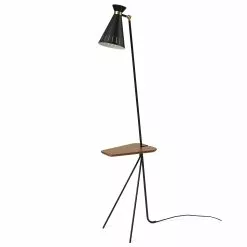 Warm Nordic Cone Floor Lamp With Table, Black Noir